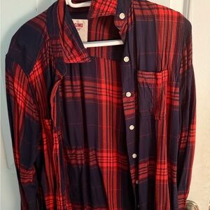 Mossimo Supply Co. Men's Red and Black Checkered Shirt